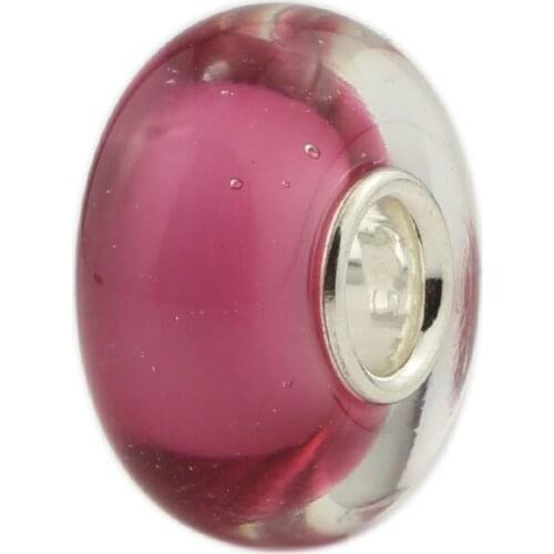 Handmade Pink Charm Beads With Authentic 925 Sterling Silver Fit European Charm Bracelet Women Beads Silver Jewelry