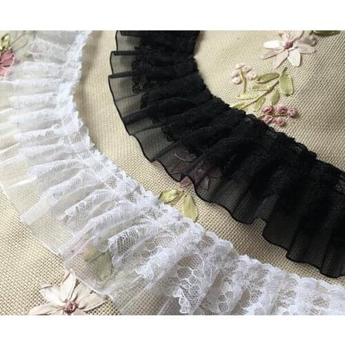 1M Pleated Guipure Embroidery Lace Trim Ribbon 5cm Lace Fabric Wedding Dress Decoration Craft Supplies Sewing Accessories QT20