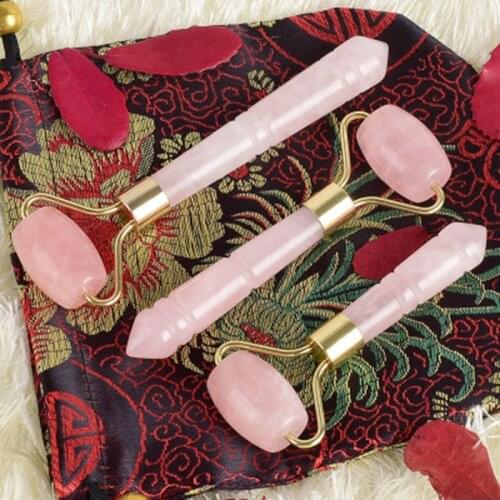 1PC Rose Quartz Roller Single Head Slimming Face Massager Lifting Tool Natural Jade Facial Massage Roller Stone Skin Beauty Care