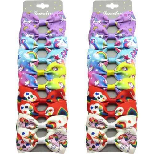 10PCS/Card Pretty Unicorn Each Ties Bow Creativity Hairpins For Baby Girls Clips Pins Barrette Scrunchy Kids Hair Accessories