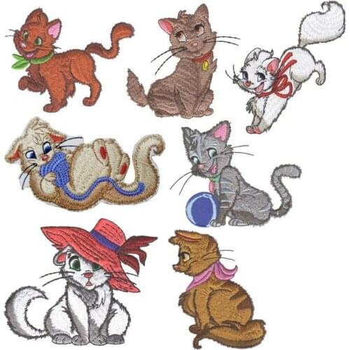 10pcs/lot Cute Animal Cartoon Cat Embroidery Patches Backpack Clothing Decoration Accessories Diy Iron Heat Transfer Applique