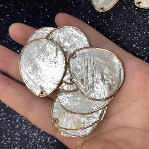 2pcs Natural Yellow Shell Pendant Water Drop Shape Mother of Pearl Charms Pendants For Jewelry Making Earring Necklace 30x36mm