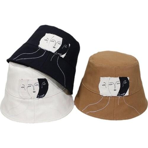 2021 Fashion Cotton Bucket Hat For Women Picasso Style Designer Painter Artist Hat Stylish Female Daily Hats Pretty Beautiful