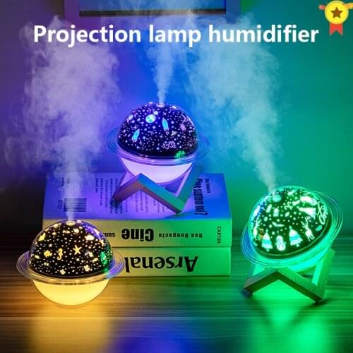 3D Projection lamp Air Humidifier Mute Desktop Usb Planetary Light Usb Air Humidifier Ultrasonic Aroma Essential Oil Diffuser