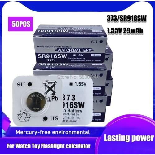 50PCS Original FOR SEIZAIKEN 1.55V SR916SW Silver Oxide Watch Battery 373 D373 SR68 V373 Button Batteries Made in Japan