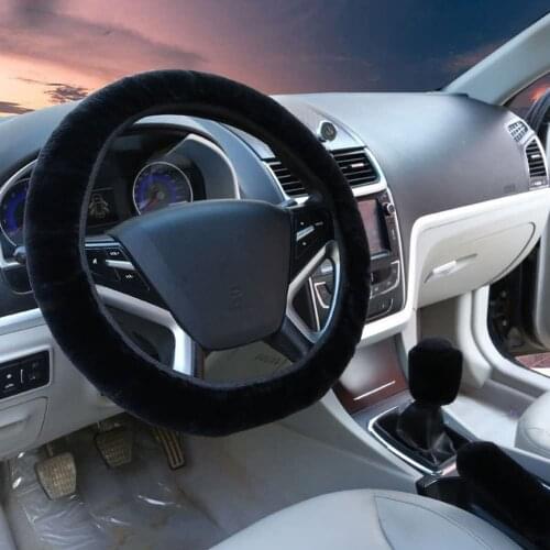 Free ship 38cm Car Steering Wheel Cover Gearshift Handbrake Cover Protector Decoration Warm Super Thick Plush Collar Soft Fur
