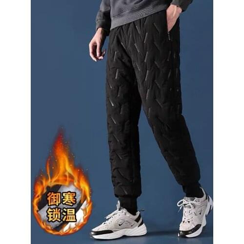 Winter Pants Mens Cotton Down Padded Pants Quality Slim Warm Pencil Pants Elastic Waist Fashion Trousers Male Outerwear PT-506