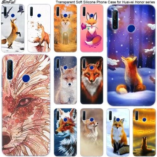 Hot Animal fox Soft Silicone Phone Case for Huawei Honor 20 20i 10 9 8 Lite 8X 8C 8A 8S 7S 7A Pro View 20 Fashion Cover