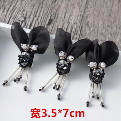 Tessel flower rhinestone beaded patches perle pour coudre vetement applique sew on patches for clothes bordados para costura