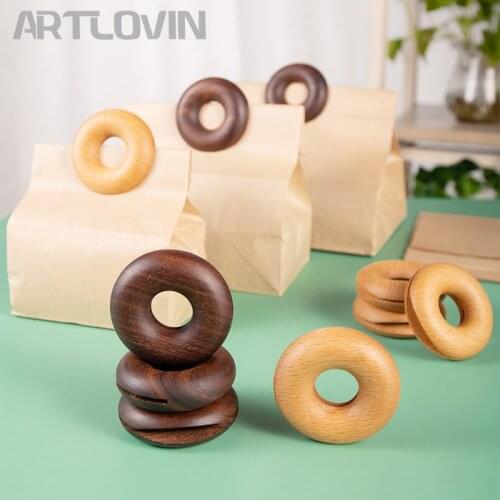 8Pcs/set Wooden Sealer Snack Fresh Food Storage Bag Clips Kitchen Tool Accessories Donut Shape Sealing Clamp Food Clips Fashion