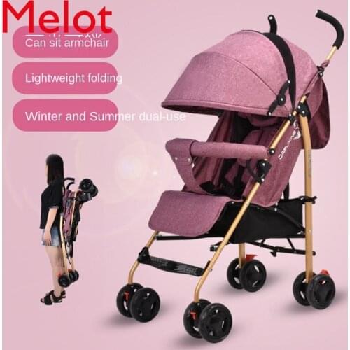 Anti-Humpback Reclinable Baby Stroller Lightweight Folding Baby Umbrella Car Shock Absorber Breathable