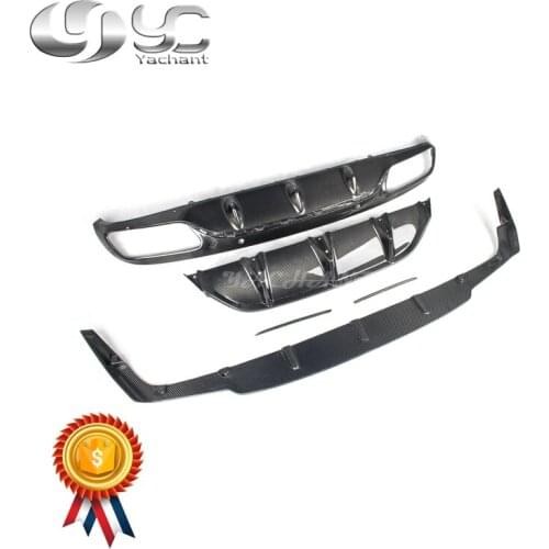 Carbon Fiber Rear Bumper Diffuser Fit For 2016-2018 C205 C63 Coupe OEM Style Rear Diffuser with Edition 1 Style Underboard