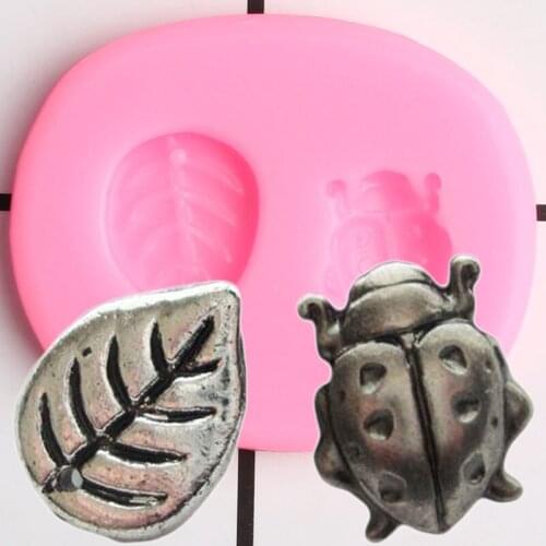 DIY Ladybug Silicone Molds Leaves Cupcake Topper Fondant Cake Decorating Tools Party Candy Polymer Clay Chocolate Gumpaste Mould
