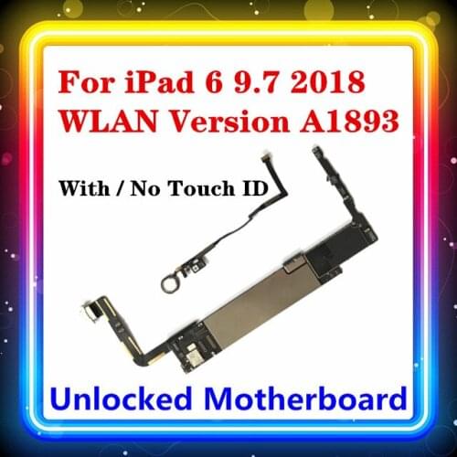 For IPad 6 9.7 2018 WLAN (A1893) Motherboard With Touch ID / No Touch ID Wifi Version With Full Chips Support WLAN