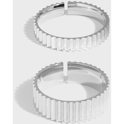 4MM 7MM 1PC 100% Authentic 925 Sterling Silver Jewelry White /Gold Irregular Gear Wheel Frill Band Ring Adjust TL J1675