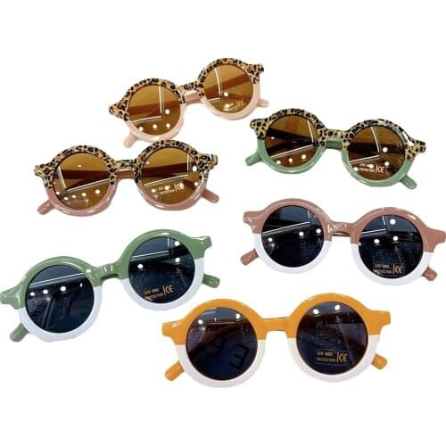 Pudcoco Toddlers Retro Style Round Sunglasses Little Boys Girls Double Color Matching Anti-ultraviolet Outdoor Sports Glasses