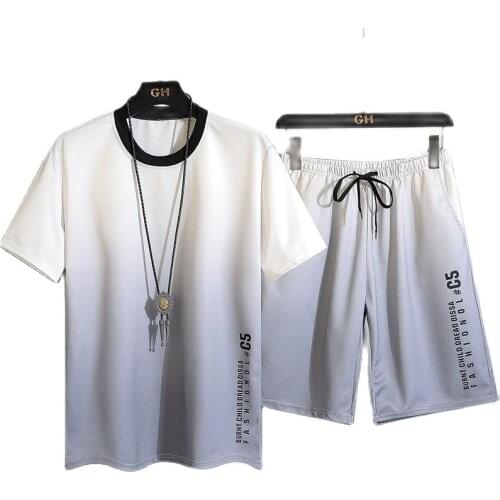 Summer Mens Sports Suit Running Suit jogging training gym Gym Mens Sports Suit T shirt + Shorts