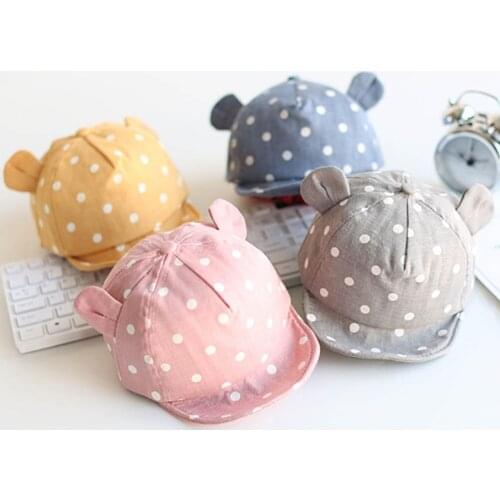 Baby cute sun hat polka dot baby hat girl boy sun hat with ears spring and summer newborn photography road baseball cap