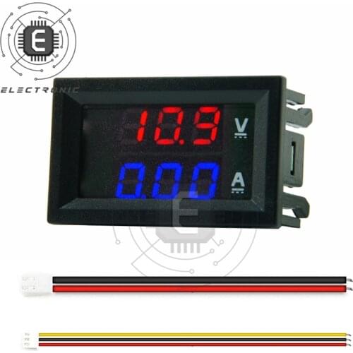 Mini Digital Voltmeter Ammeter DC0-100V 10A 50A 100A Voltage Current Meter Tester Volt Regulator 0.56" Dual LED Display Auto Car