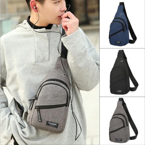 Men Shoulder Bag Sling Chest Pack Nylon USB Charging Sport Crossbody Handbag