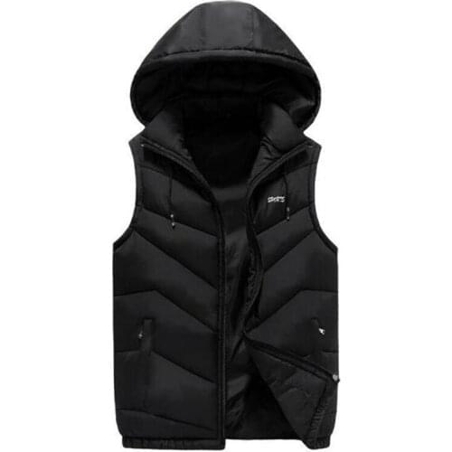 Men Vest Winter Gilet Uomo Inverno Jacket Sleeveless Hoodie Mens Warm Casual Plus Size Mannen Black Red Waistcoat