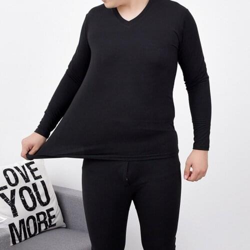 2021 Hot Big Size V-Neck Long Johns Oversize Long Suit 7Xl 6Xl 5Xl 4Xl 3Xl Autumn Cotton Mens Underwears Solid Color