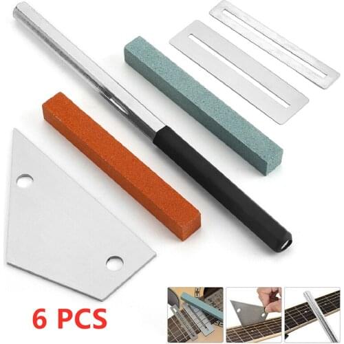 6Pcs Guitar Luthier Tool Kit Fret Crowning File Dressing Rocker Fingerboard Grind Guitar Clean And Polish Guitar Maintenance