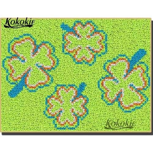 Latch hook kits flower carpet canvas printing vloerklee diy tapijt foamiran for needleworksets knooppakket 3d crochet tapis