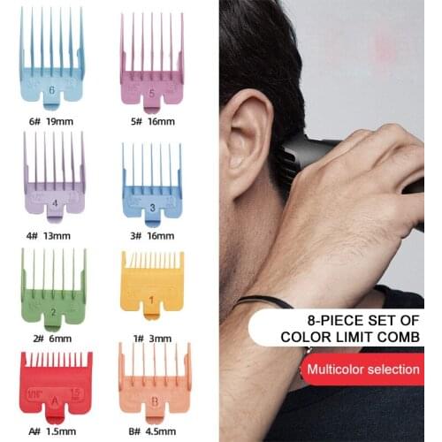 New Style MenS Hair Clipper Accessories Color 8-Piece Set Limit Comb Oil Hair Clipper With Iron Plate Can Be Dual-Use