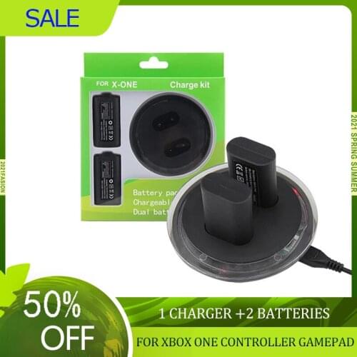 NEW USB Charging Dock Station Charger +2 Rechargeable Battery for XBOX ONE Controller Gamepad Charge Kit High Quality