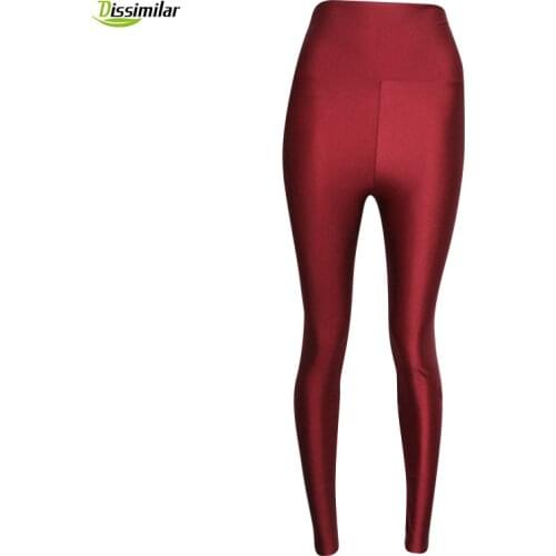 NEW High-Waisted Fluorescence Leggings Solid Color Disco Pants S/M/L/XL