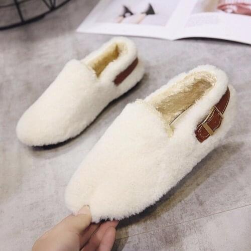 New Fashion Plush Velvet Peas Shoes Female Wear Wild Thick Warm shoes Casual Plush Shoes Winter Women shoes O5-54