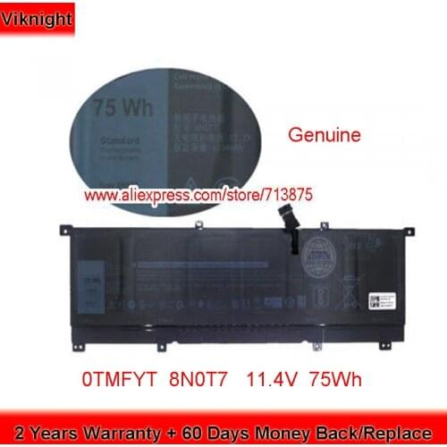 Genuine 0TMFYT 8N0T7 Battery for Dell XPS 15 9575 15 2-in-1 Laptop 11.4V 6580mAh 75Wh