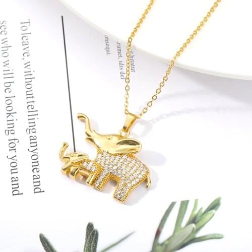 Mother And Son Elephant Pendant Necklace Fashion Gold Stainless Steel Woman Jewelry Christmas Gift Never Fade Droshipping