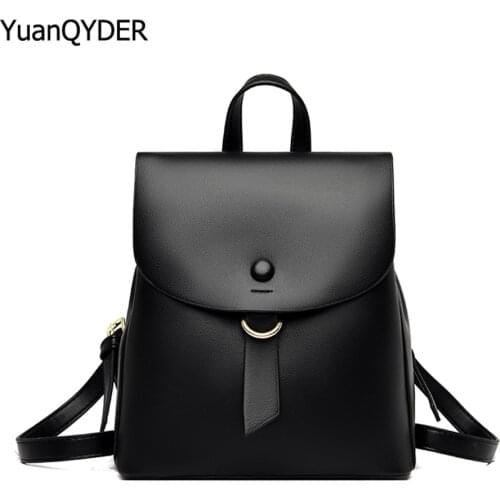 New Casual Solid Color Students Large Capacity Schoolbag Shoulder Bags High quality Leather Fashion Ladies Travel Backpack Sac