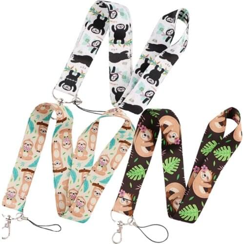 Lovely Tree Lazy Bear Lanyard Keys Phone Holder Funny Neck Strap With Keyring ID Card DIY Animal webbings ribbons Hang Rope