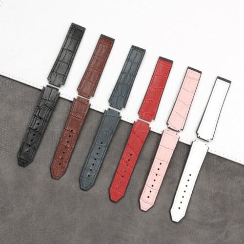 21*15mm cow leather Rubber Watchband for Hublot strap for Big Bang women belt Watch band butterfly Buckle hub logo on