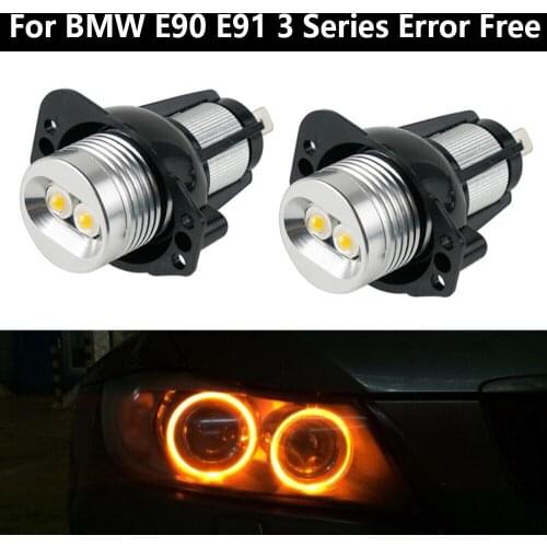 Angel Eye LED Lights Auto Car Halo Parts Replacement Yellow 2Pcs Error-free For BMW E90 E91 3 Series