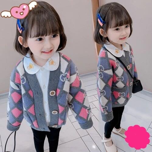 Girls Sweater Babys Coat Outwear 2021 Cool Thicken Warm Winter Autumn Knitting Casual Cardigan Top Cotton Childrens Clothing