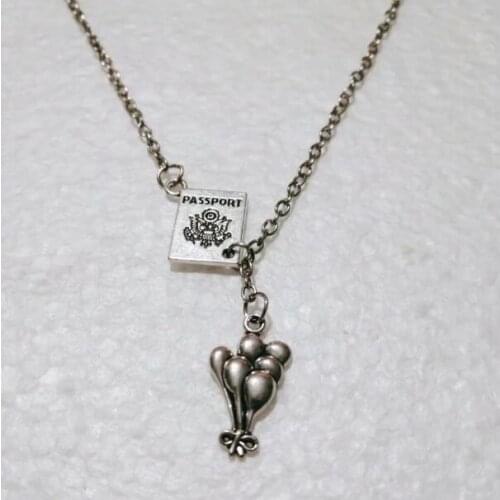 Fashion Passport / balloon / hot-air balloon Charm Cross Lariat Pendant Adjustable Charms Travel Chain Necklaces Jewelry Gift