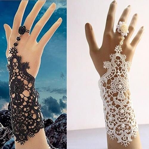 Wedding Bride Vintage Exquisite Faux Pearl Lace Bracelet Jewelry