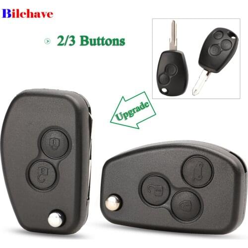 Bilchave 10PCS For Renault Megane Dacia Modus Espace Duster Clio Fob 2/3 Button Modified Remote Car Key Shell VAC102 NE72 Blade