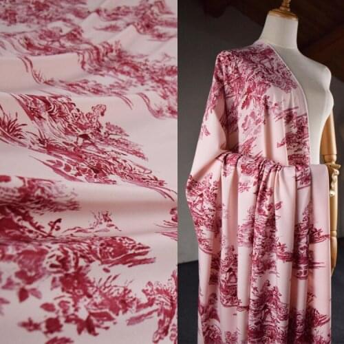 Hot summer national style ink landscape printing high-end four-sided stretch chiffon dress cheongsam pajamas womens impervious