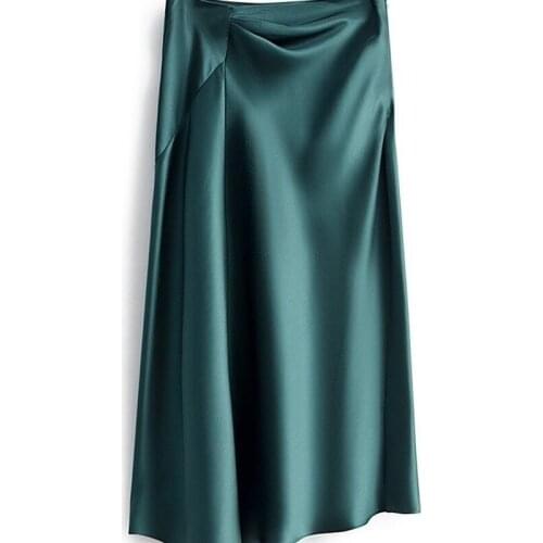 High-waisted Skirt Womens 2021 Korean Fashion Summer Satin Elegant Irregular Midi Skirt Korean Office Lady Long Skirts for Women