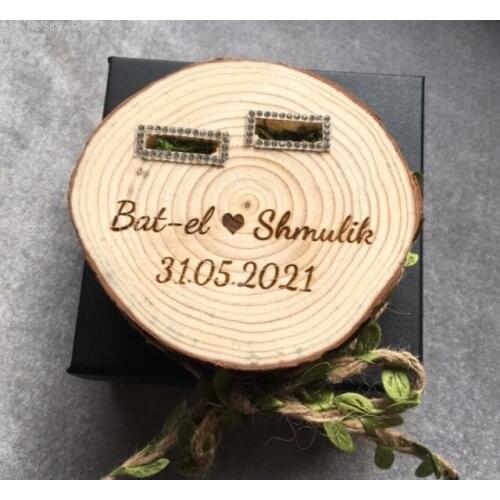 1Pcs Customized Ring Box Holder Rustic Wood Wedding Marraige Engagement Proposal Bride Groom Mr Mrs Ring Pillow