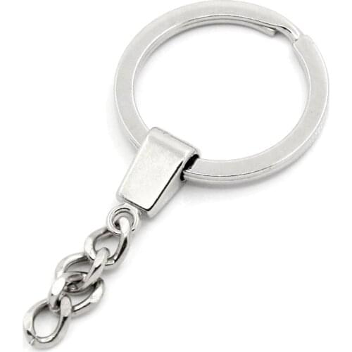 DoreenBeads Iron Based Alloy Keychain & Keyring Round Silver Color Handmade DIY Making Jewelry Gift Findings 6.2cm x 3cm, 10 PCs