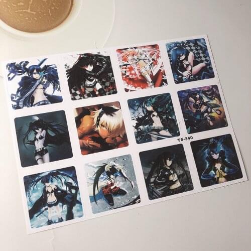 10 Pcs/lot Anime Black Rock Shooter Mobile phone desk car sticker Laptop glass removable sticker