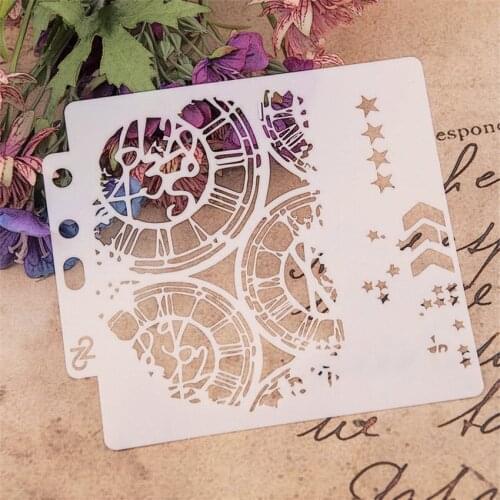 14.1*13 Magic clock scrapbook stencils spray plastic mold shield DIY cake hollow Embellishment printing lace ruler Easter