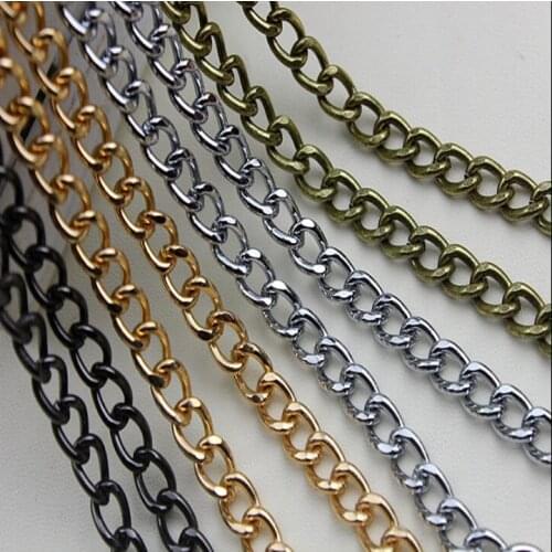 2 PCS/lot) 4color plating high-end DIY leather 7 mm length 90 cm width handbag aglet twist chain decoration accessories