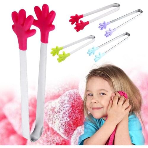 2019 Creative Small Palm Stainless Steel Silicone Sugar Tong Food Clip Clamp Home Pastry Cooking Salad Clips Kitchen Tools